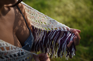 Colorful Handmade Crochet Triangle Shawl, Medium/Large Size, Year-Round