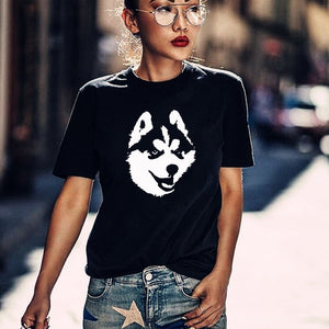 Siberian Husky cotton T shirt Husky For Women