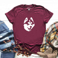 Load image into Gallery viewer, Siberian Husky cotton T shirt Husky For Women