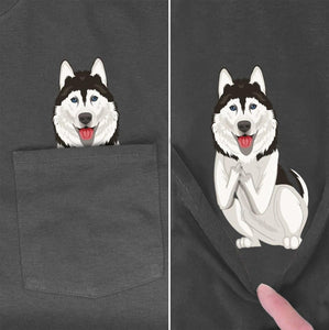 Husky In Pocket Cotton T Shirt For Men, Women And Kids