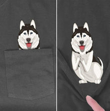 Load image into Gallery viewer, Husky In Pocket Cotton T Shirt For Men, Women And Kids