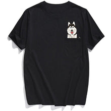Load image into Gallery viewer, Husky In Pocket Cotton T Shirt For Men, Women And Kids