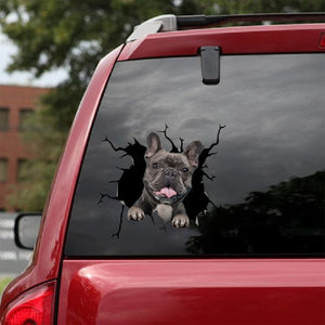Funny Dog Head In The Crack Vinyl Car Stickers