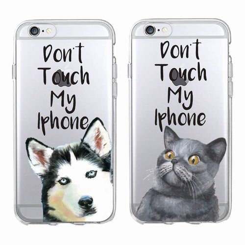 Do Not touch My Cute Husky Cat Soft Phone Case Cover Coque Fundas For iphone 7Plus 7 6 6S SE 5S 8 8Plus X XS Max SAMSUNG S8 S8P