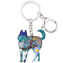 Load image into Gallery viewer, Bonsny Metal Siberian Husky Dog Key Chain Key Ring Bag Pendant Car Key Holder 2017 New Enamel Keychain Jewelry For Women Bijoux