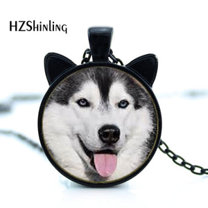 New Siberian Husky Pendant Huge Husky Necklace Glass Dog Jewelry Glass Dome Pendant Necklace HZ2