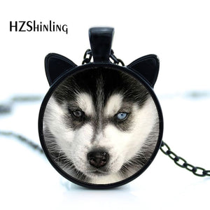 New Husky Puppy Necklace Siberian Husky Pendant Little Husky Jewelry Glass Dome Necklace CN-00779 2017