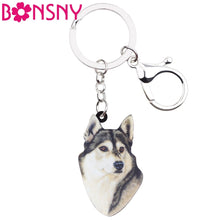 Load image into Gallery viewer, Siberian Husky Dog Key Chains Keyrings Cute Animal Jewelry For Women Girl Ladies Handbag Charms Gift Bulk